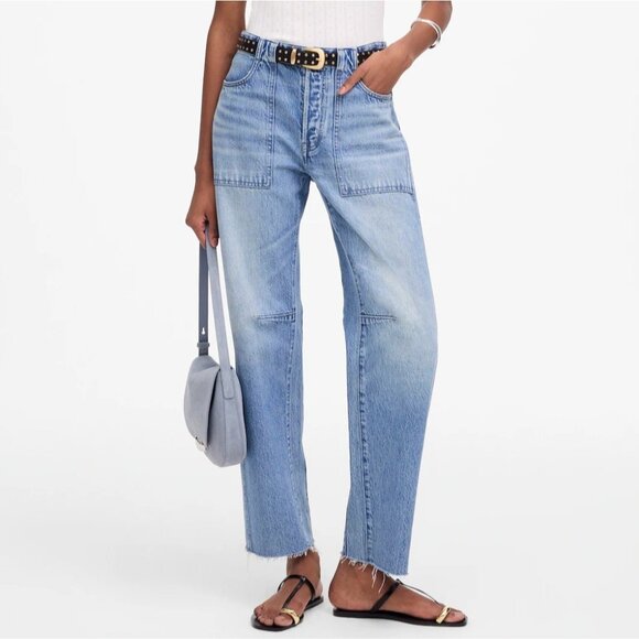 NWT Madewell Sz 31 Darted Barrel-Leg Jean Riverbend Wash Wide Relaxed Button-Fly - Picture 1 of 15